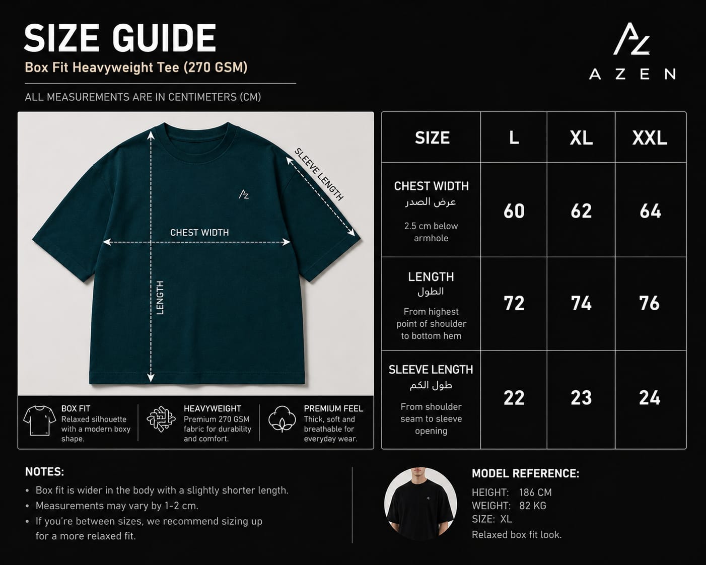 AZEN Petrol Premium Box Fit T-Shirt | 270 GSM | 100% Cotton